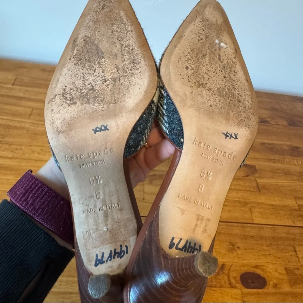 Kate Spade Red and White Plaid Heels - Picture 4 of 6